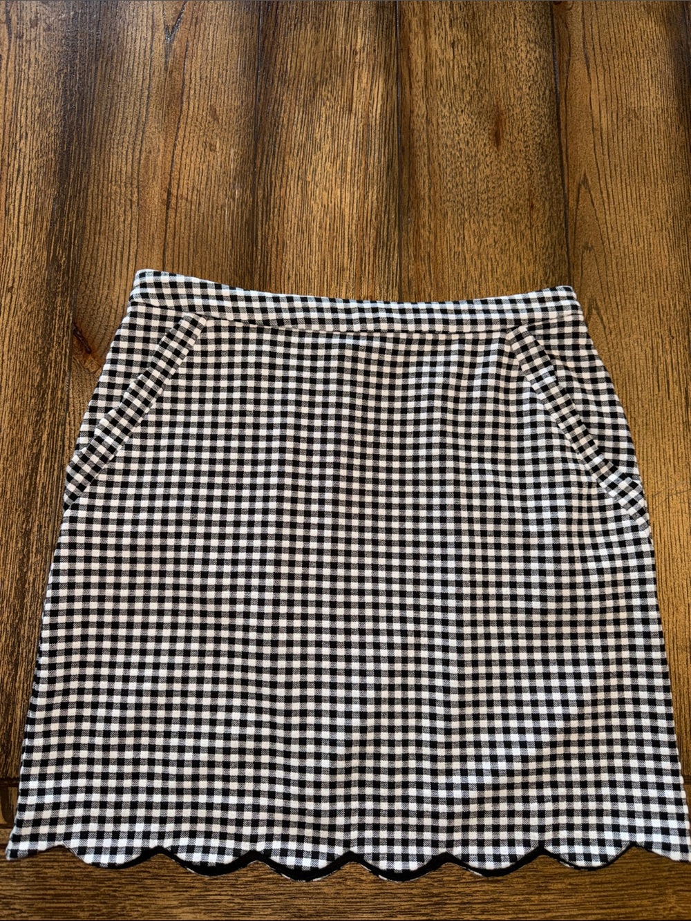 Skies Are Blue Black and White Gingham Scalloped Mini Skirt